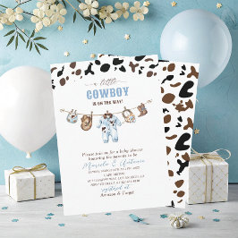 Elegant Vattenfärgsblå småskuren babybabyskor Inbjudningar