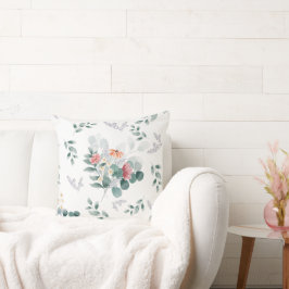 Elegant vattenfärgsbläckblomma eucalyptus löv kudde