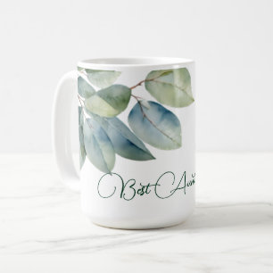 Elegant vattenfärgsblad grönt eucalyptus Moster Kaffemugg