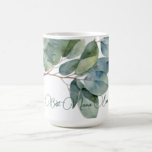 Elegant vattenfärgsblad grönt eucalyptus Nana Kaffemugg