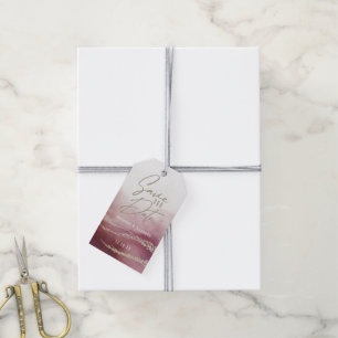 Elegant Vattenfärgsbläddring i Burgundy & Guld Spa Presentetikett