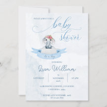 Elegant Vattenfärgsblått ljus, elefant, babyskor