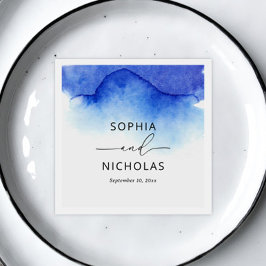 Elegant vattenfärgsblått sjöbröllop pappersservett