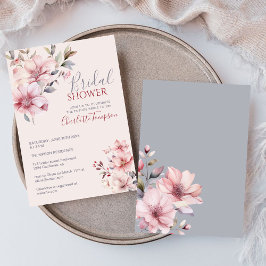 Elegant Vattenfärgsblomma Mjuk Rosa Möhippa Inbjudningar
