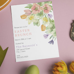 Elegant Vattenfärgsblomma Påsk Brunch-inbjudan Inbjudningar