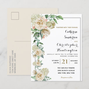 Elegant VattenfärgsBlommigt Botaniskt Bröllop Inbjudan Vykort