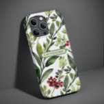 Elegant VattenfärgsBlommigt Botaniskt Namn<br><div class="desc">Elegant Watercolor Blommigt Botanical Namn iPhone Smart Phone-väskor har vattenfärgsgrön med röda bär och personlig med ditt eget namn i mitten. Perfekt som julklapp,  födelsedag,  helgdagar,  Mors dag och mycket annat. Designad av © Evco Studio www.zazzle.co.nz/store/evcostudio</div>