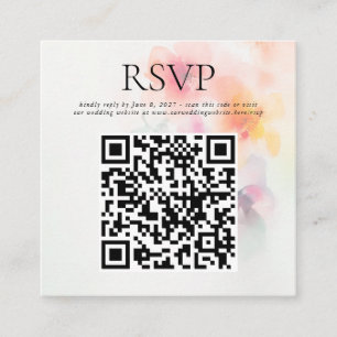 Elegant VattenfärgsBlommigt Bröllop QR-kodOSA  Tilläggskort