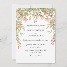 Elegant vattenfärgsBlommigt chic Greenery Bröllop Inbjudningar