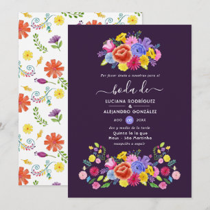 Elegant VattenfärgsBlommigt Fiesta Spain Bröllop Inbjudningar