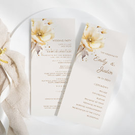 Elegant VattenfärgsBlommigt Fintvätt Bröllop Program