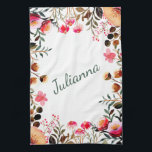 Elegant VattenfärgsBlommigt Greenery-Personlig Kökshandduk<br><div class="desc">Elegant Watercolor Blommigt Greenery Personlig Kitchen Towel</div>