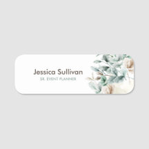 Elegant vattenfärgsblommigt namn bricka