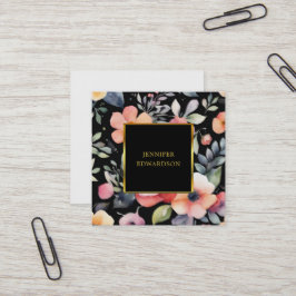 Elegant vattenfärgsblommor boho professionell fyrkantigt visitkort