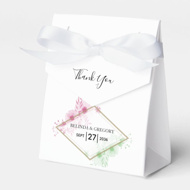 Elegant Vattenfärgsblommor Bröllop Presentaskar (Framsidan Sidan)