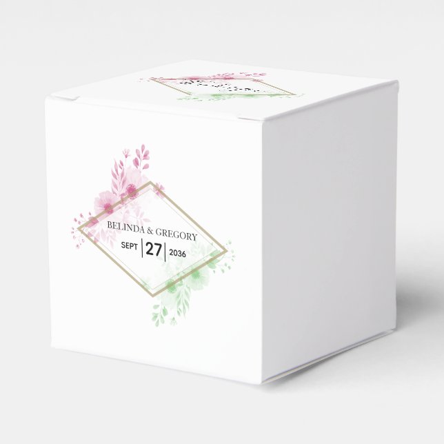Elegant Vattenfärgsblommor Bröllop Presentaskar (Framsidan Sidan)