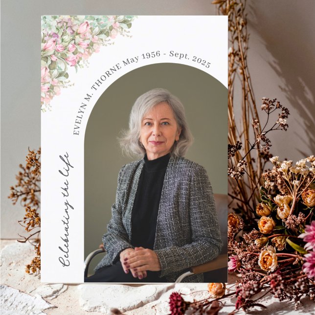 Elegant Vattenfärgsblommor Funeral Photo Sympathy (Skapare uppladdad)