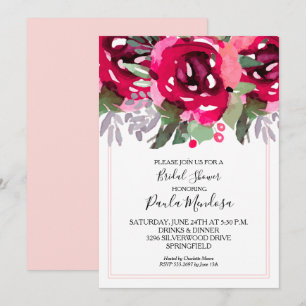 Elegant Vattenfärgsblommor, Möhippa Inbjudningar