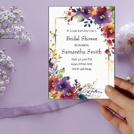 Elegant Vattenfärgsblommor, Möhippa Inbjudningar