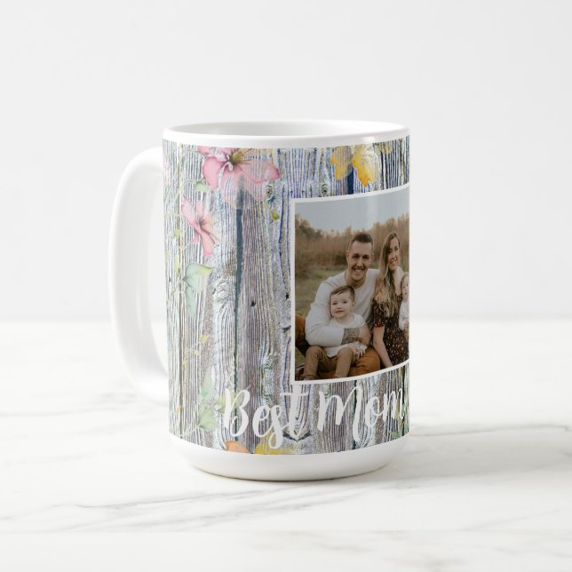 Elegant vattenfärgsblommor orange vilda blommor ma kaffemugg (Framsida vänster)