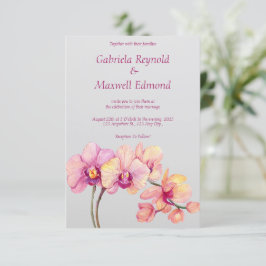 Elegant Vattenfärgsblommor Orchids Bröllop Inbjudningar