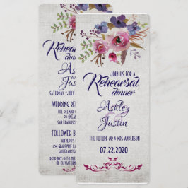 Elegant Vattenfärgsblommor Rehearsal Dinner Cards Inbjudningar