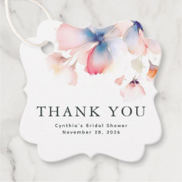 Elegant Vattenfärgsblommor, Tack Gåvor Etiketter
