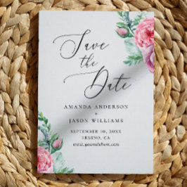 Elegant vattenfärgsboho rosa boho blommigt trädgår spara datumet