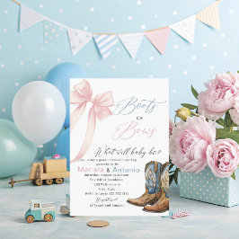 Elegant VattenfärgsBoots eller Bows Baby Shower Inbjudningar