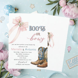 Elegant VattenfärgsBoots eller Bows Baby Shower Inbjudningar