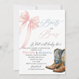 Elegant VattenfärgsBoots eller Bows Baby Shower Inbjudningar