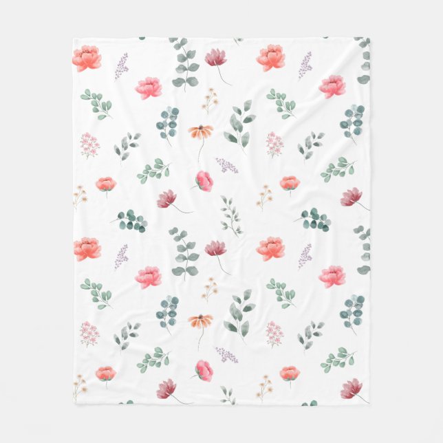 Elegant vattenfärgsbukblomma fleecefilt (Framsidan)