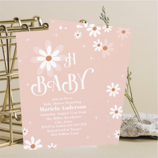 Elegant VattenfärgsDaisy Oh Baby Baby Shower Inbjudningar (Skapare uppladdad)