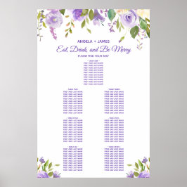 Elegant Vattenfärgsdiagram för Blommigten Bröllop Poster