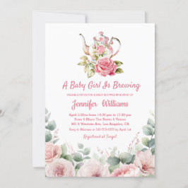 elegant vattenfärgsdusch för blommigten te party b inbjudningar