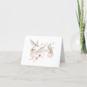 Elegant Vattenfärgsfåglar Blommigt Hummingbird Tack Kort