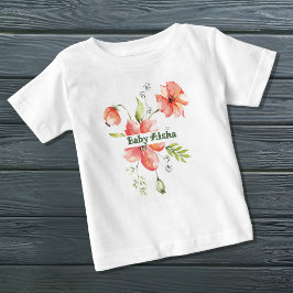 Elegant Vattenfärgsfärg Blommigt Baby T-Shirt | Ny