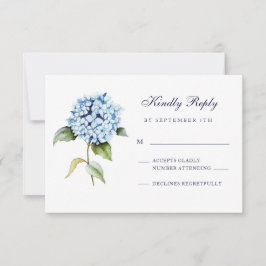Elegant Vattenfärgsfärg Blommigt Blue Hydrangea Br OSA Kort