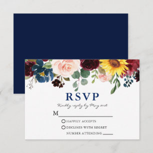 Elegant Vattenfärgsfärg Blommigt Bröllop Blue OSA Kort