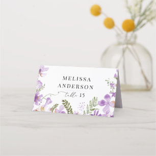 Elegant Vattenfärgsfärg Blommigt Bröllop Montering Placeringskort