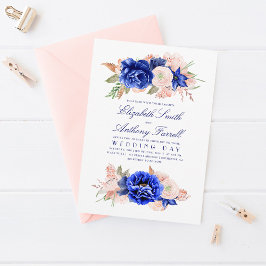 Elegant Vattenfärgsfärg Blommigt Utandningsmarin B Inbjudningar