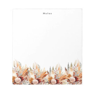 Elegant Vattenfärgsfärg Boho-Blommigt, Personlig Anteckningsblock