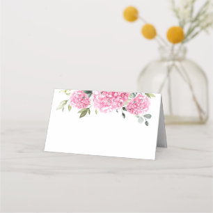 Elegant Vattenfärgsfärg Rosa Hydrangea Bröllop Placeringskort