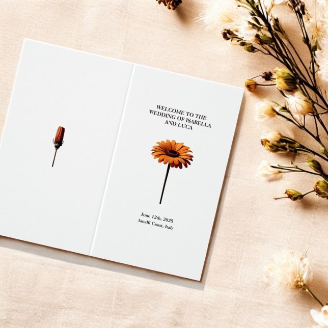 Elegant Vattenfärgsfärgad Blommigt Fet Röd Orange  Kort (Skapare uppladdad)