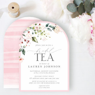 Elegant Vattenfärgsfärgad Blommigt Möhippa Tea Ros Inbjudningar