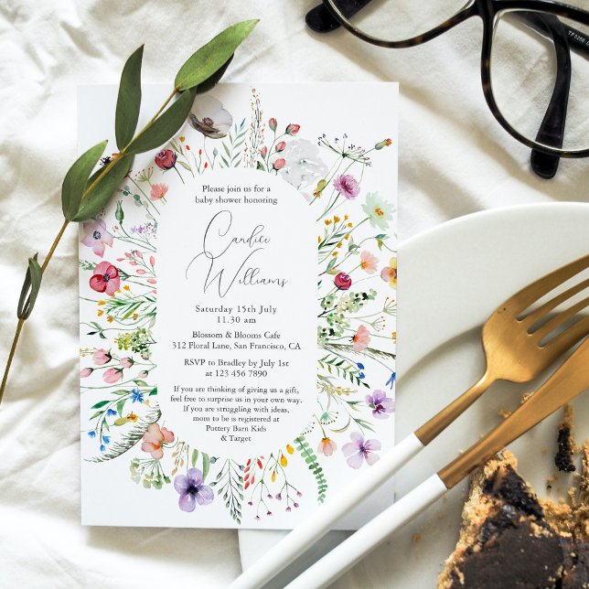 Elegant Vattenfärgsfärgad Blommigt Par Babyskiss Inbjudningar (Skapare uppladdad)