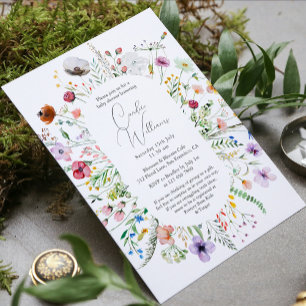 Elegant Vattenfärgsfärgad Blommigt Par Babyskiss Inbjudningar
