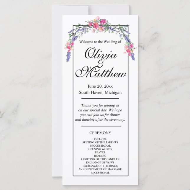 Elegant vattenfärgsfärgad chic rosa ros lavender (Framsida)