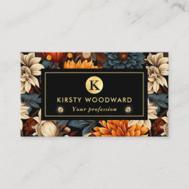 Elegant Vattenfärgsfärgad Orange och brunt Höst lö Visitkort