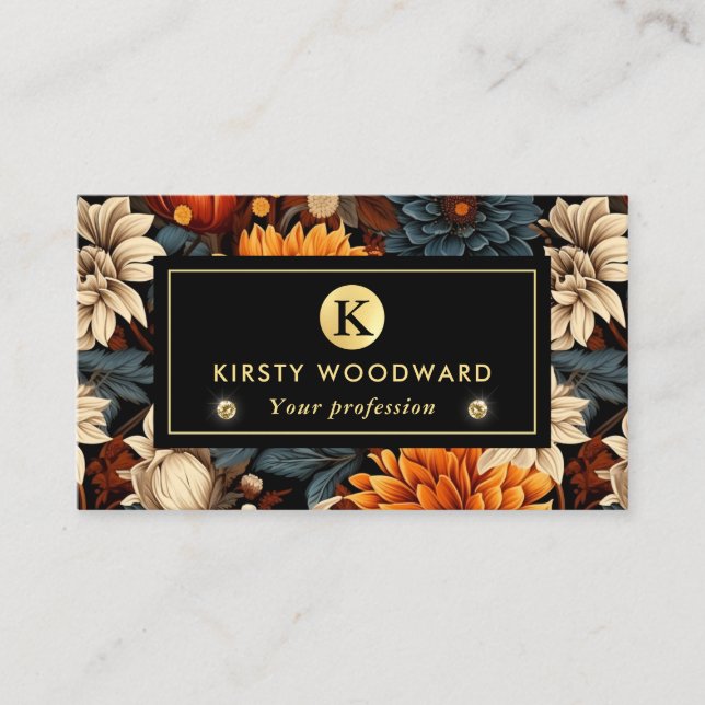 Elegant Vattenfärgsfärgad Orange och brunt Höst lö Visitkort (Framsida)